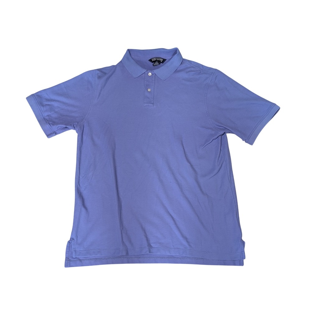 Lands End Polo Shirt Mens Large Tall Blue Cotton Pique Vintage USA Made Short